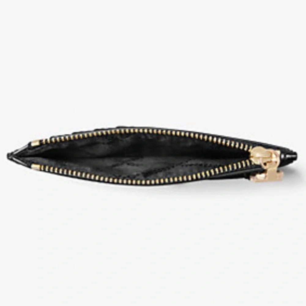 Michael Kors Empire Small Metallic Card Case COLOR BLACK/PALE GOLD NWT